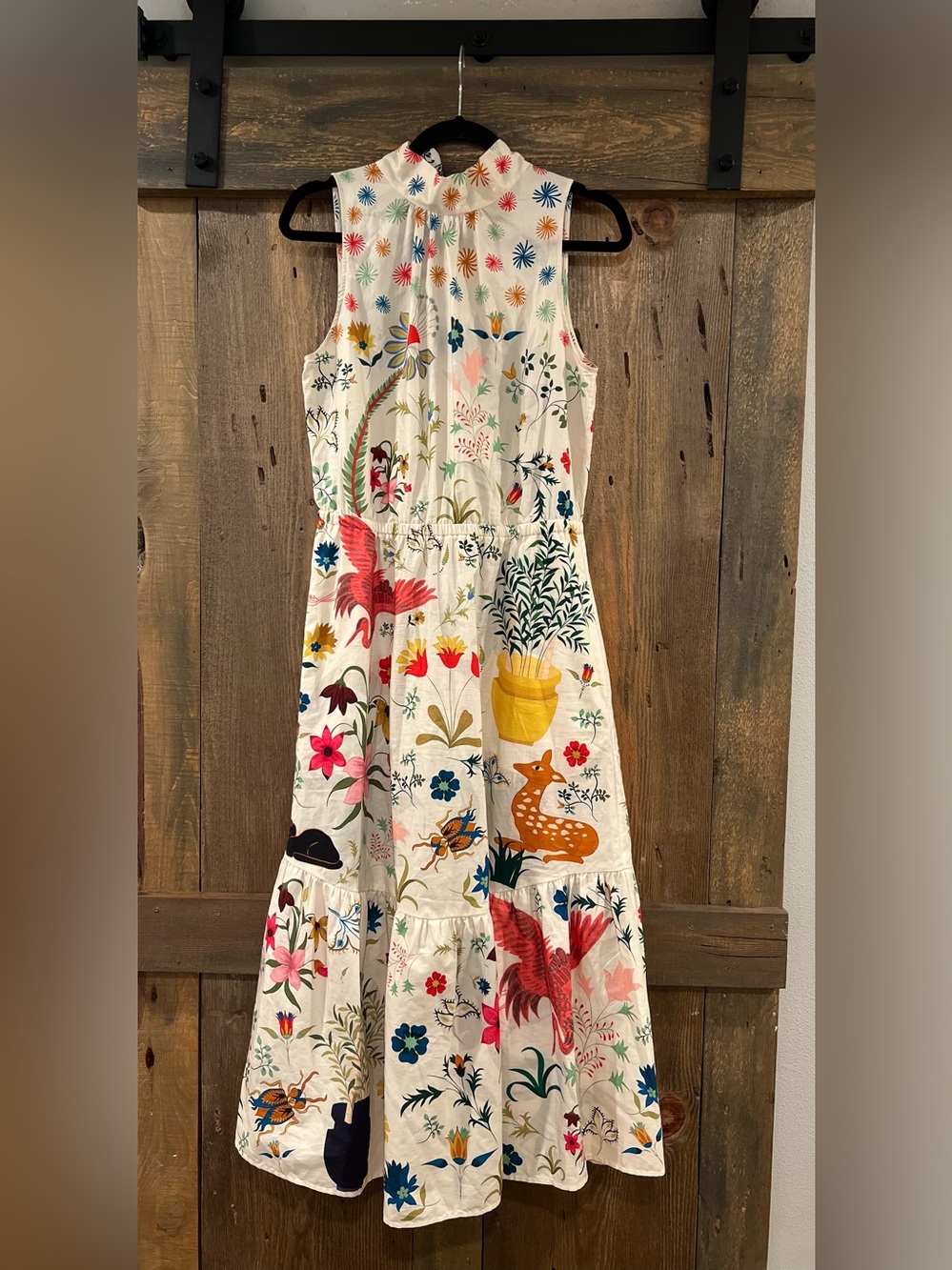 THE KIT. by Daniel Vosovic Whimsical Fairytale Botanical Tiered Midi Dress Med